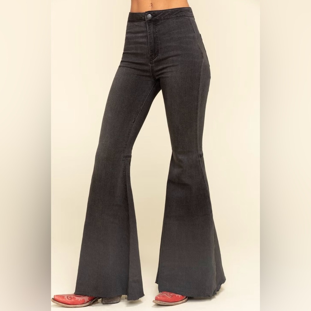 FREE PEOPLE WOMEN'S HIGH RISE DARK WASH JUST FLOAT ON FLARE JEANS